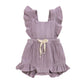 Younger Tree Toddler Baby Girl Ruffled Sleeveless Romper Casual Summer Jumpsuit Cotton Linen Clothes (Light Purple, 12-18 Months