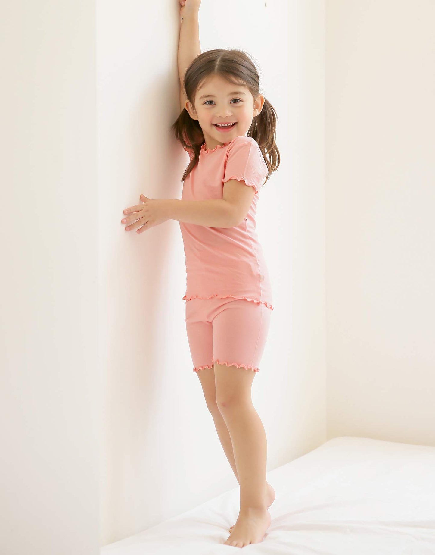 Vaenait Baby Infant Kids Toddler Short Sleeve Sleepwear Pajamas 2Pcs Set Shirring Peachrose Jm