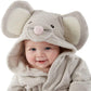 Baby Boy Bathrobe Hooded Girl Bath Towels Wash Waddle Mouse Bath Robe Preterm Newborn Towel Terry 0-18 Month (Grey, S)