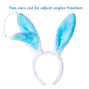 Cute Soft Touch Bunny Ears Headband Christmas Rabbit Ears Headband Gift For Children Kids Girls (Blue)