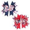 2 Pack Patriotic Hair Bows Clips 4th of July USA Flag Hair Clips with Heart Charm Grosgrain Ribbon Bowknot Boutique Alligator Ha