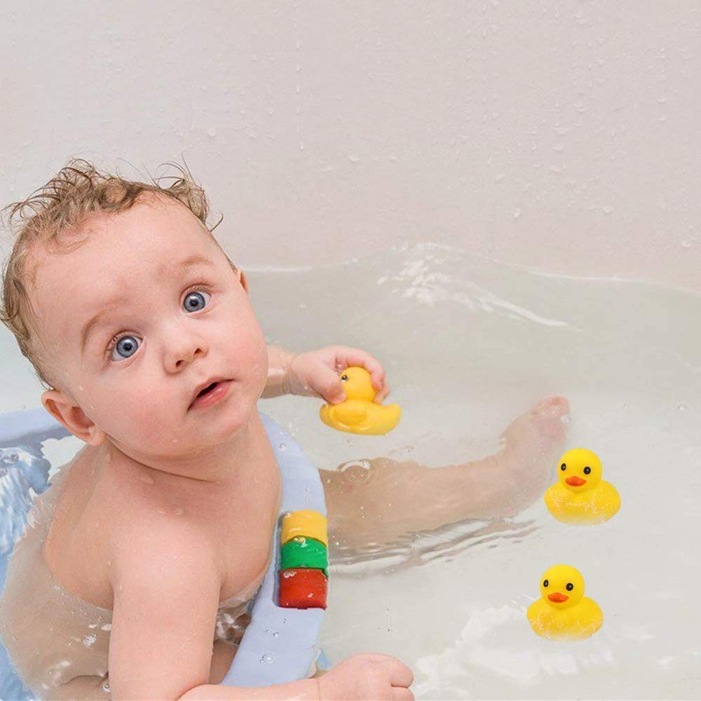 UMBWORLD Preschool Bath Toys Rubber Floating Squeaky Baby Wash Shower Toy for Toddlers Kids Party Decoration 12 Pcs (Yellow Duck