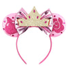Foeran Mouse Ears Headbands Shiny Bows Mouse Ears Glitter Party Princess Decoration Cosplay Costume For Girls Women (Frozen Pink