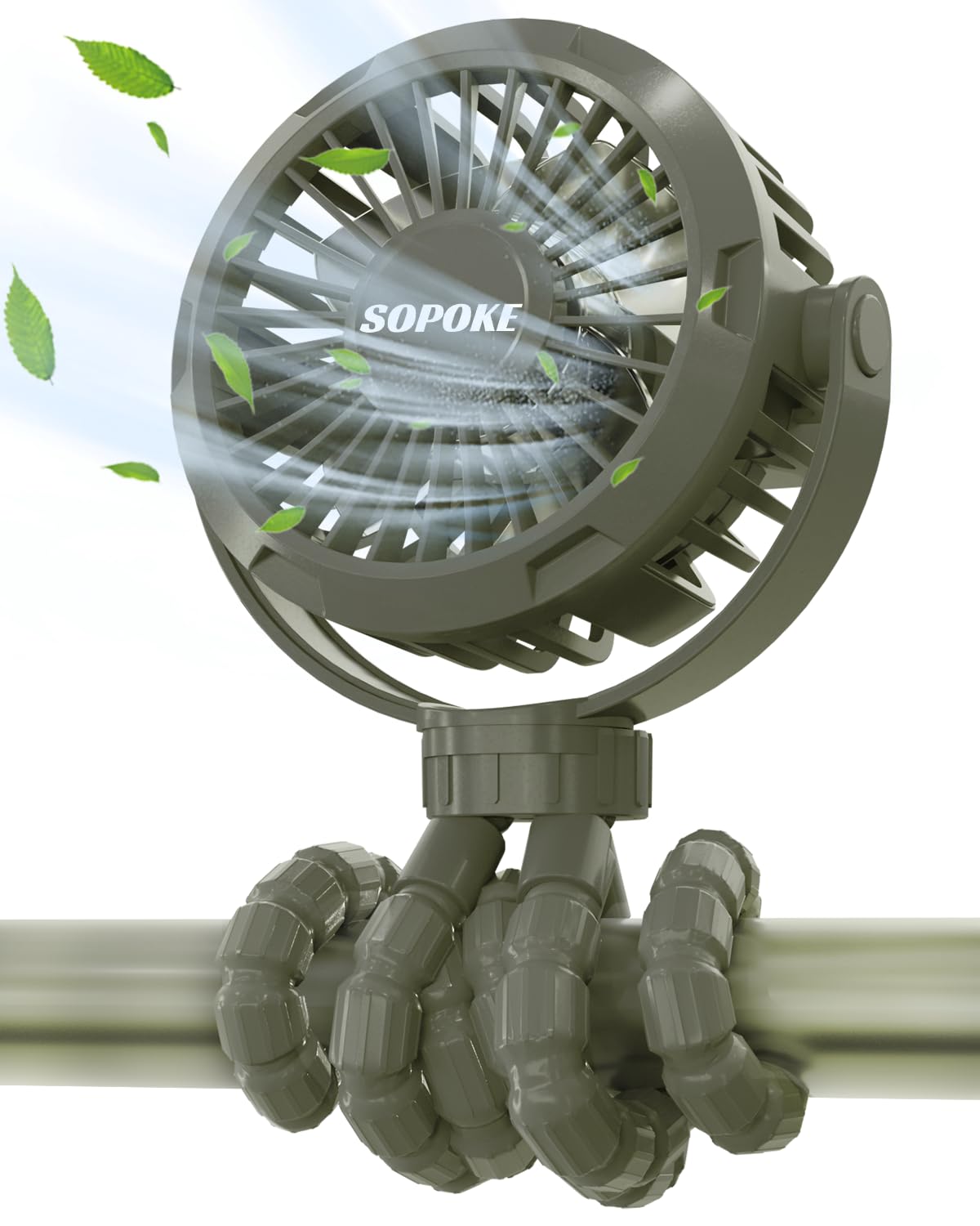Sopoke Mini Portable Baby Stroller Fan,3 Speed Personal Handheld Fan,Battery Operated Rechargeable 360 Flexible Tripod Cooling F