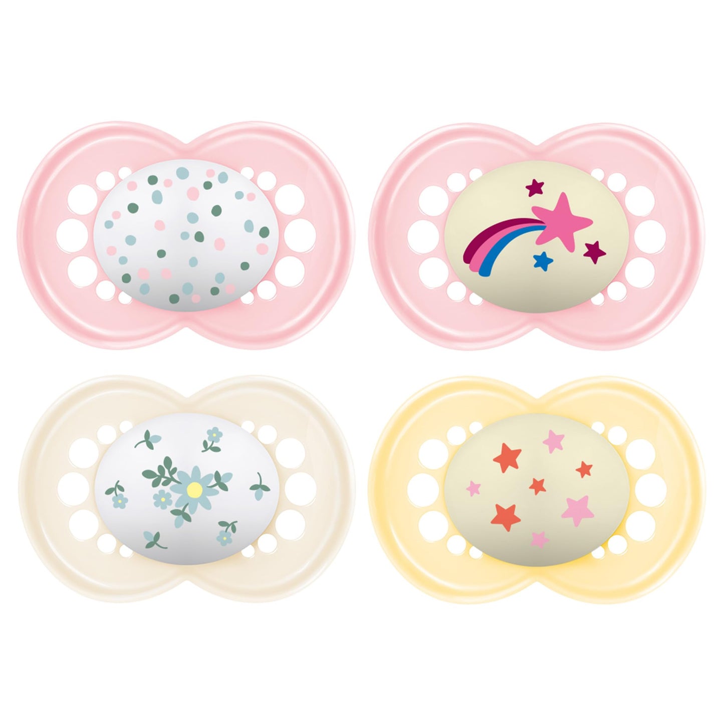 Mam Day & Night Pacifiers, Glow In The Dark Pacifier For Breastfed Babies, 16+ Months, Girl
