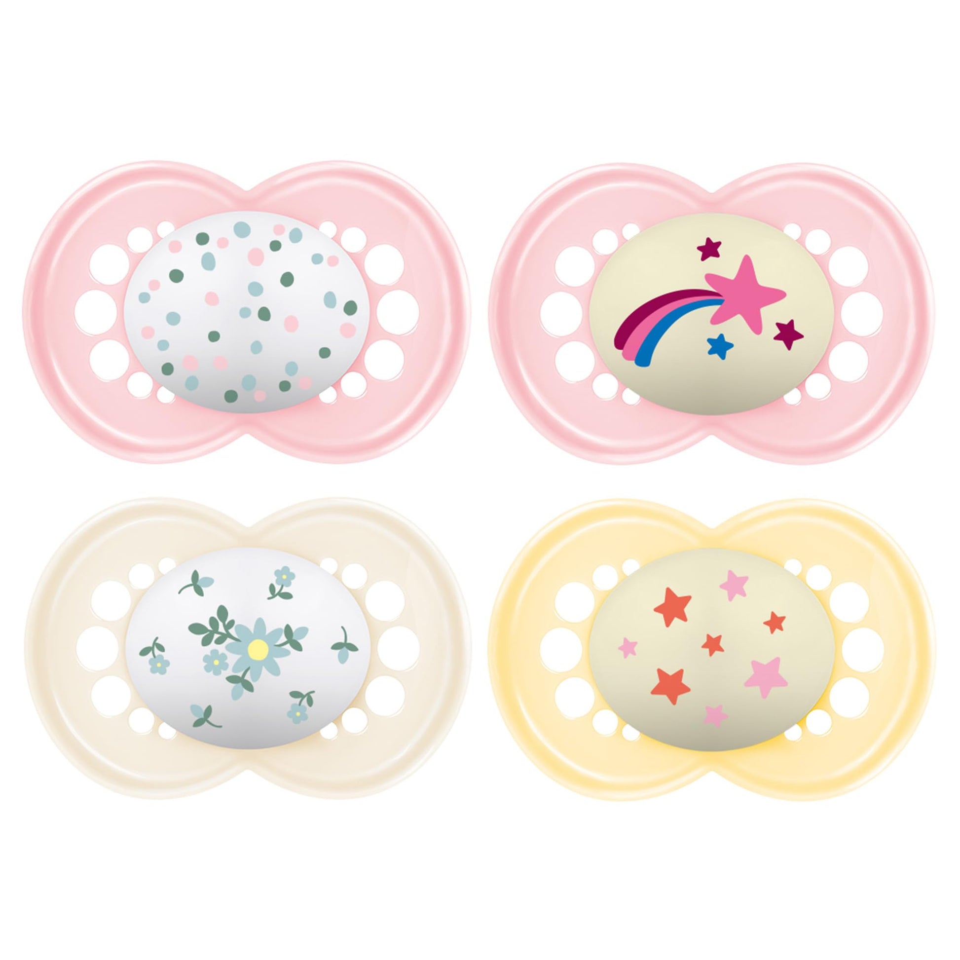 Mam Day & Night Pacifiers, Glow In The Dark Pacifier For Breastfed Babies, 16+ Months, Girl