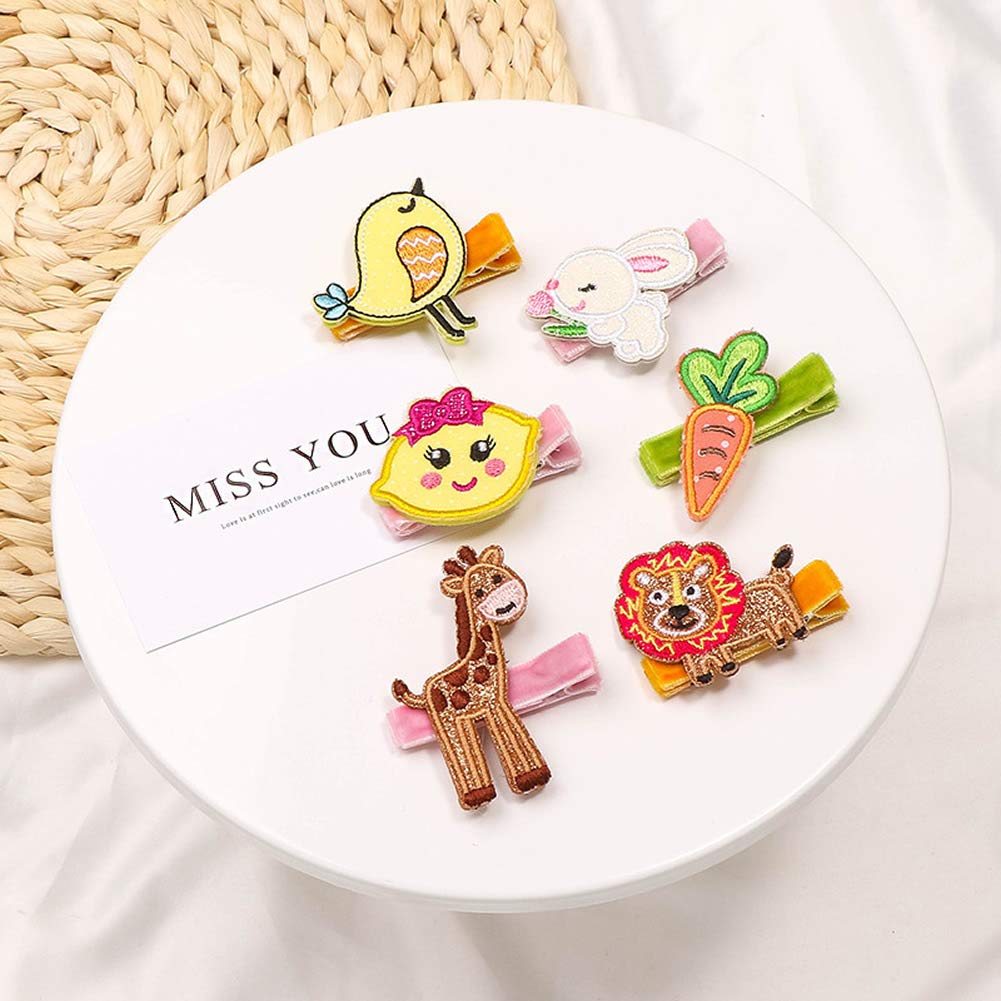 Insowni 16 Pack Embroidery Cute Fruit Animal Fully Lined Alligator Hair Clips Accessories Barrettes For Baby Girl Toddlers Infan