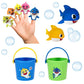 Nickelodeon Pink Fong Baby Shark Bath Toys Set for Childrens Tub Time - Cups, Finger Puppets, and Bath Squirters, Blue/Green, 1
