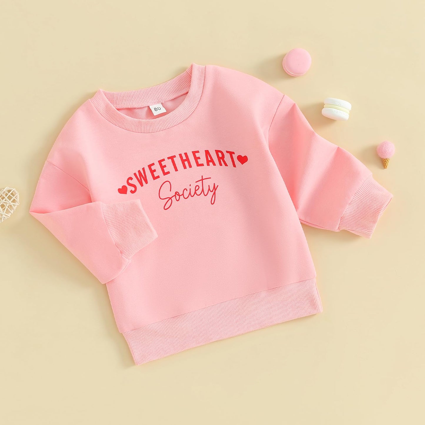 Mozikqin Toddler Baby Girl Valentines Day Outfit Crewneck Sweatshirt Long Sleeve Pullover Sweater Shirt Spring Clothes (Sweethea