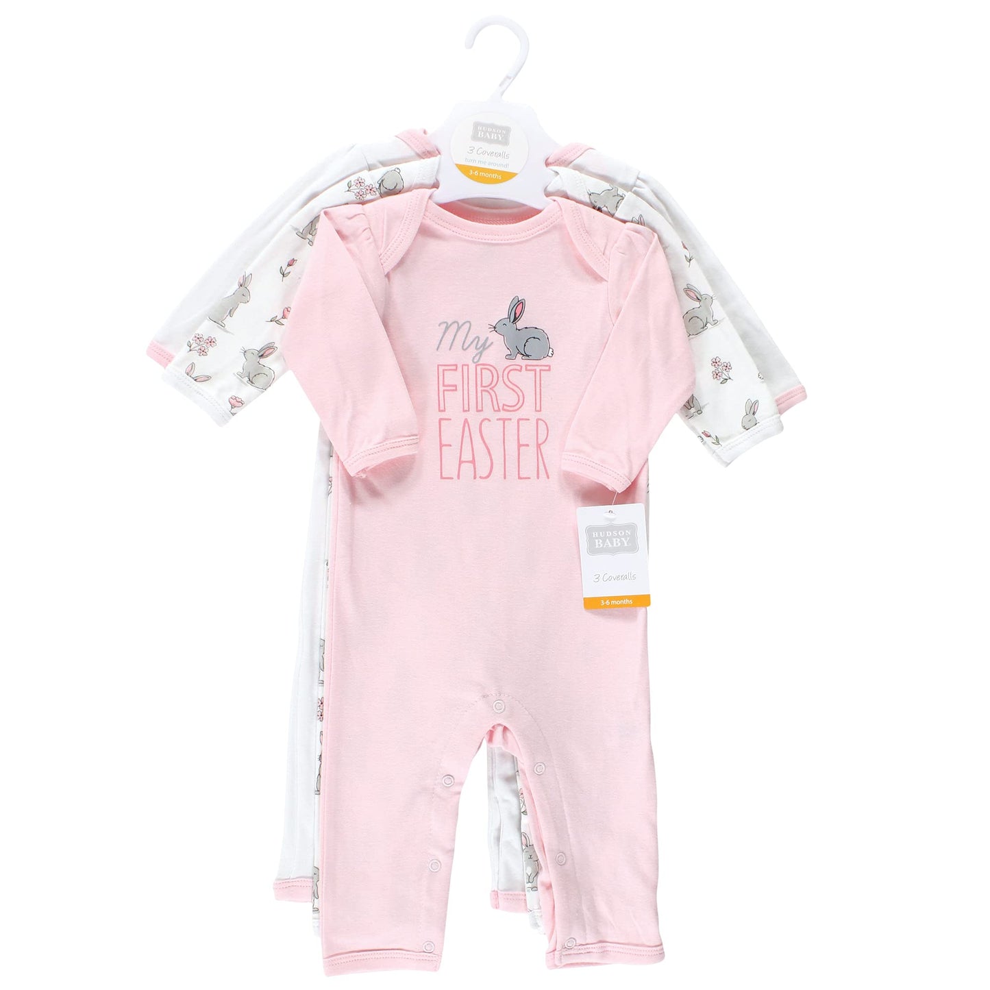 Hudson Baby Unisex Baby Cotton Coveralls, Some Bunny, 6-9 Months