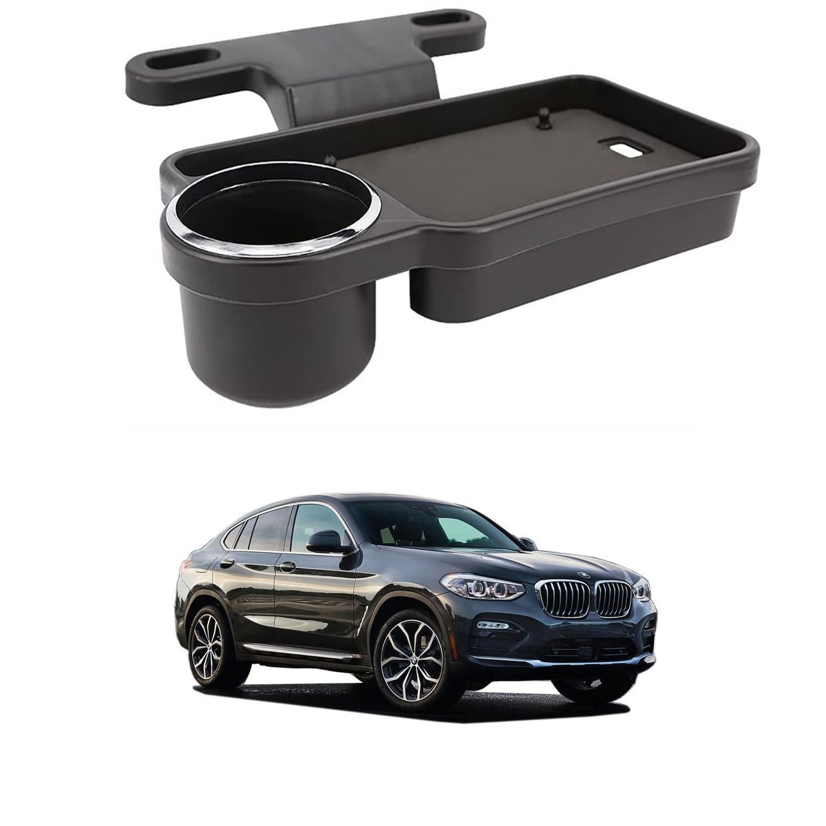 Oshotto (FT04) Foldable Car Auto Headrest Rear Back Seat Table Drink Food Cup Tray Holder Compatible with BMW X4  Black