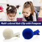 Cinaci Hair Clips, 24 Pack 1.2 Inch Candy Colorful Pom Pom Alligator Hair Clips With Small Cute Puffy Fuzzy Pompoms, Hair Access