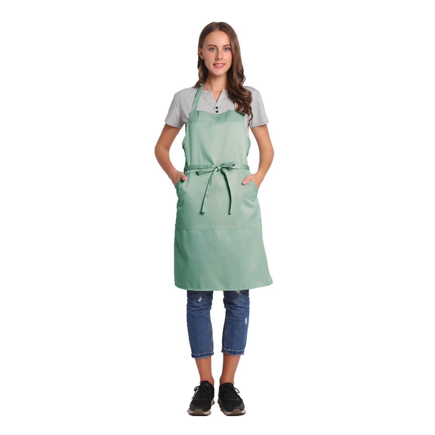 Bighas Adjustable Bib Apron With Pocket Extra Long Ties For Women Men, 18 Colors, Chef, Kitchen, Home, Restaurant, Cafe, Cooking