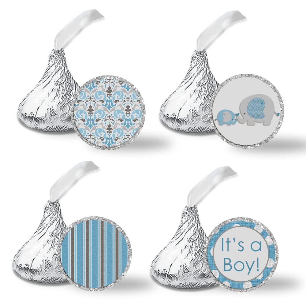 New Little Peanut Elephant Boy Baby Sprinkle Baby Shower Kiss Sticker Labels, 300 Party Circle Stickers Sized 0.75