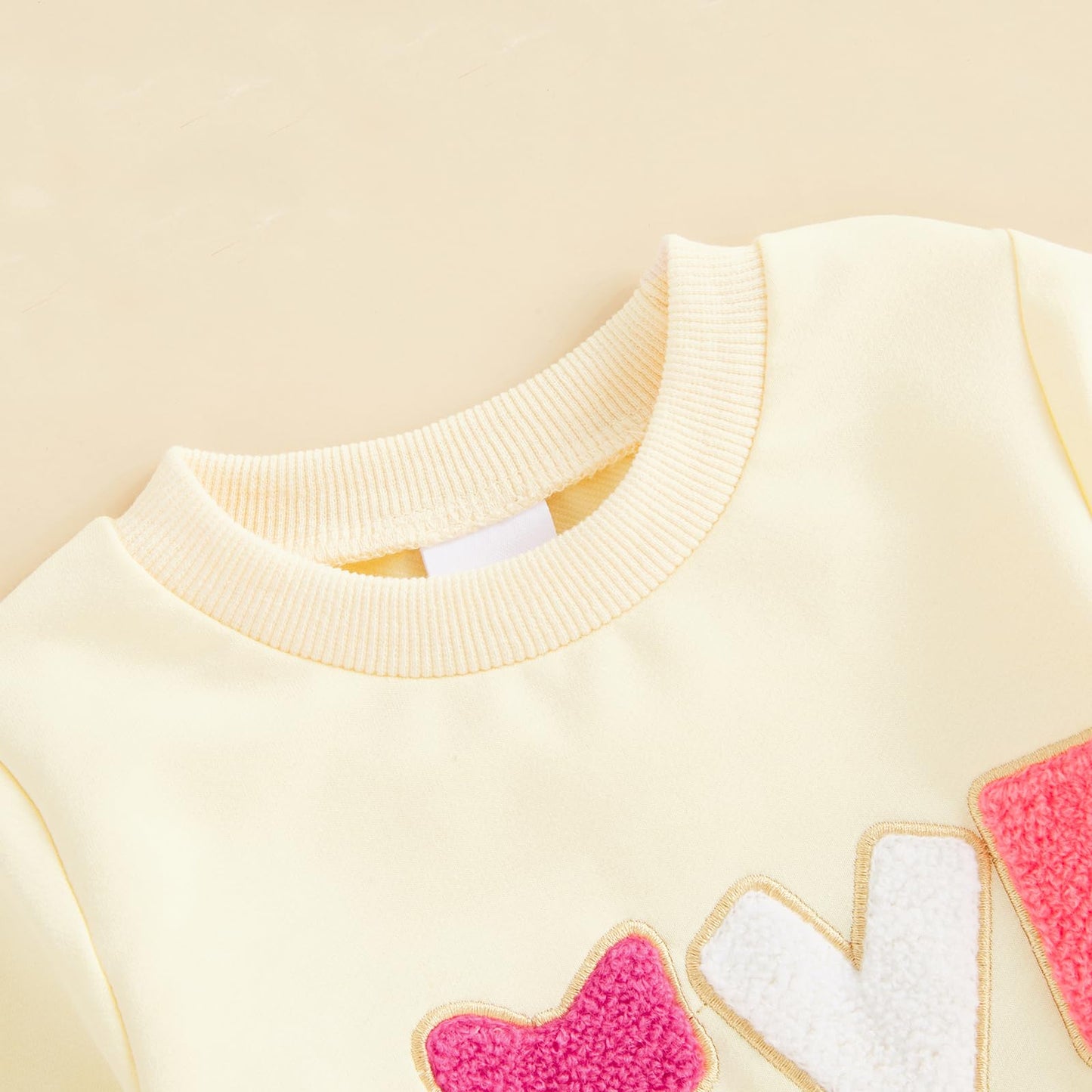 Socutebabe Baby Girl Valentines Day Outfit Bow Letter Long Sleeve Crewneck Sweatshirts Pants Fall Winter Clothes Set (Bow Letter