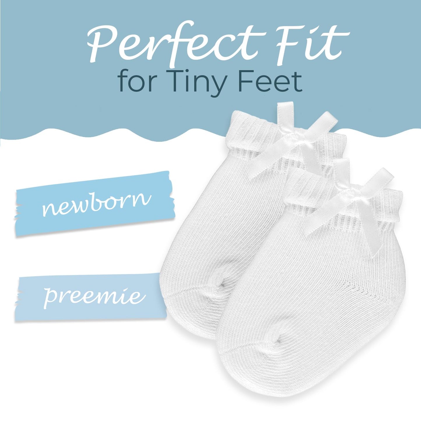 Unconditional Mom Adjustable Preemie Socks With Bow - 3 Pairs Of Turn Cuff Preemie Cotton Socks For Newborn Girls And Boys