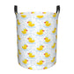 Kuilepa Yellow Rubber Duck Print Laundry Basket Circular Laundry Hamper With Handles Waterproof Dirty Clothes Storage Basket For