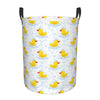 Kuilepa Yellow Rubber Duck Print Laundry Basket Circular Laundry Hamper With Handles Waterproof Dirty Clothes Storage Basket For