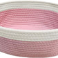 GIFTEXPRESS Pink & White Woven Gift Basket  13inch x 8inch x 5inch Cotton Rope Organizing Baskets for Baby Items or Cat & Dog Toys  Cut