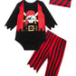 3Pcs Baby Boys Pirate Costume Halloween Infant Pirate Outfit Long Sleeve Pants With Headband (Black02, 6-12 Months)