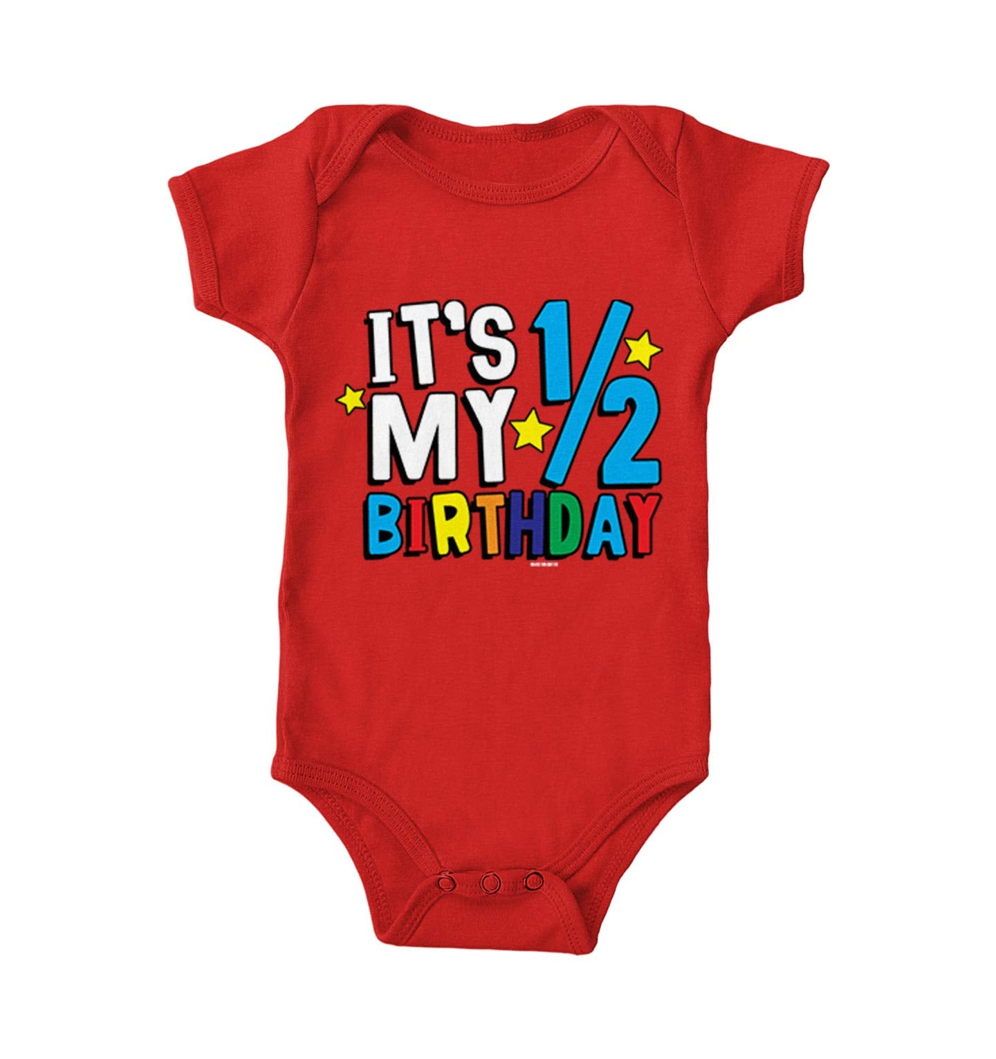 Haase Unlimited It'S My 1/2 Birthday - Half 6 Months Old Bodysuit (Red, 12 Month WBBAPB01ETXCGZ0