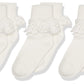Jefferies Socks Baby Girls Jeffries Newborn Misty Ruffle Turn Cuff 3 Pair Pack Socks, Ivory, 3-12 Months Us