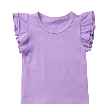 Infant Toddler Baby Girl Top Basic Plain Ruffle T-Shirt Blouse Casual Clothes (0-6 Months, Purple)