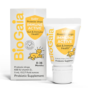 Biogaia Immune Active Baby Probiotic Drops + Vitamin D | For Digestive & Immune Health | For Babies & Toddlers 0-36 Months | Ped