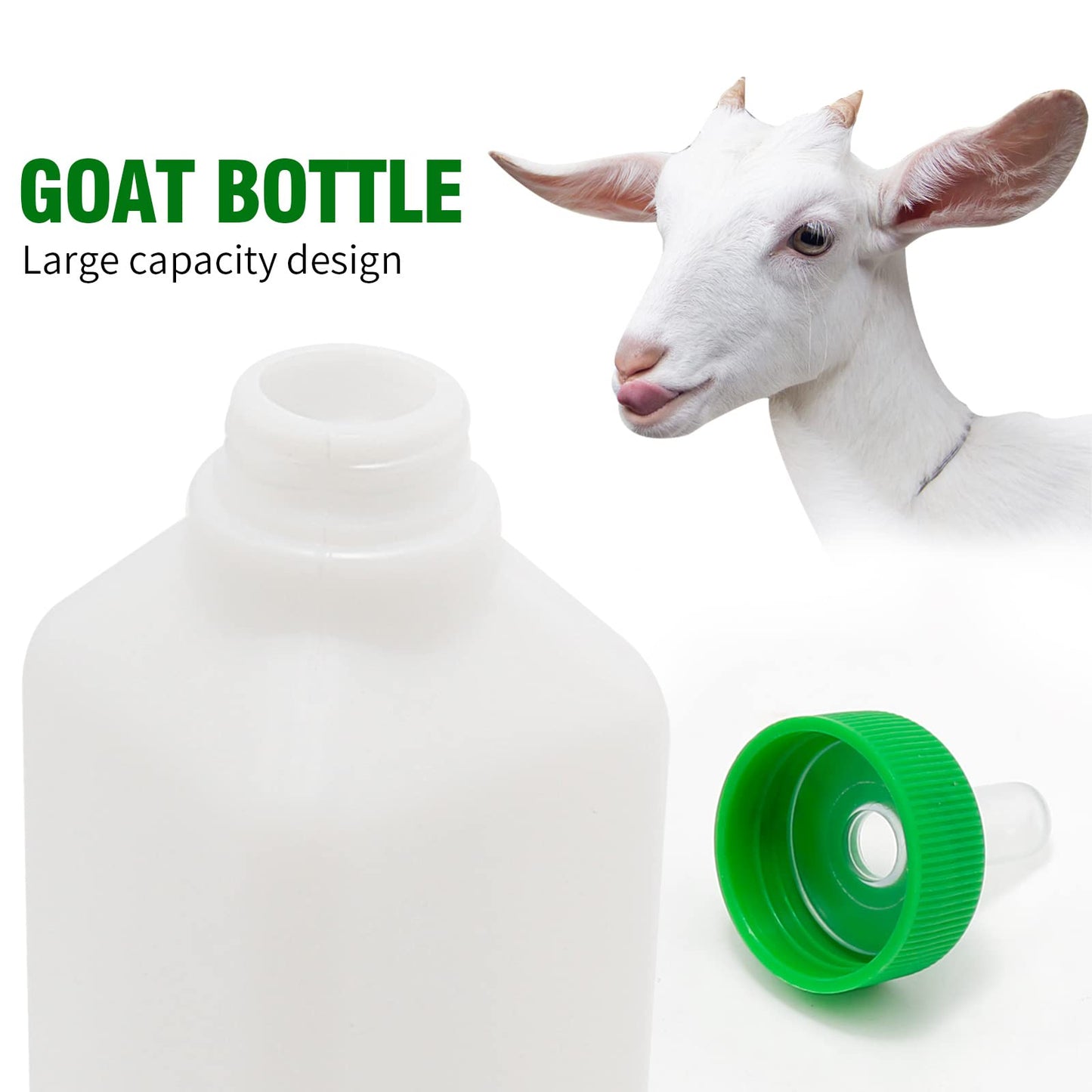 1Pcs 850Ml Lamb Nursing Bottle + 5 Matching Teats - Animal Feeding Bottle For Sheep, Lamb & Piglet