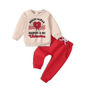 Tinypainter Toddler Baby Boy Valentines Day Outfit Sorry Girls Mommy Is My Valentine Sweatshirt+Casual Pants 2Pc Clothes