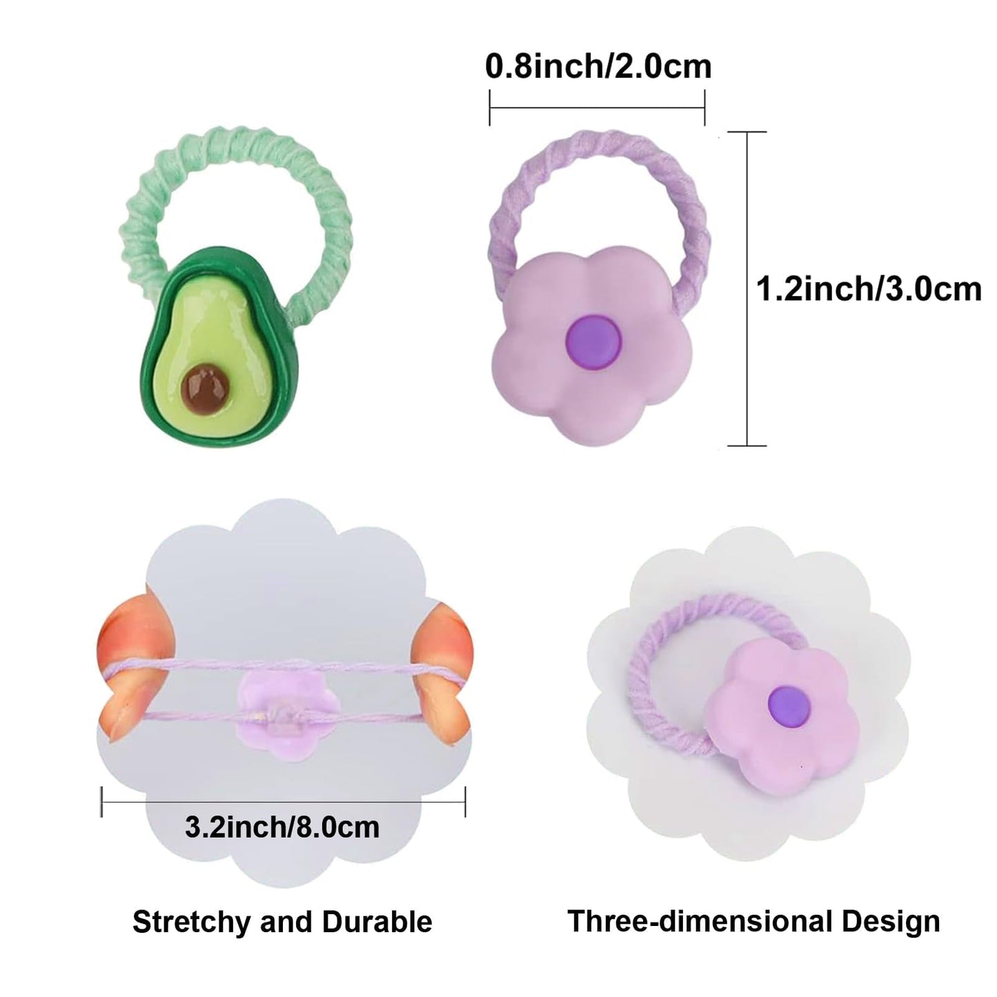 60Pcs Baby Hair Ties, Cute Cartoon Small Hair Ties For Toddlers Little Girls, Colorful Elastic Pony Tails Hair Bands 0.8Inch Dia