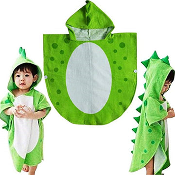 Kreomitxt Children Bath Towel Robe Kids Hooded Beach Swimming Poncho Dinosaur Pattern For Kids 0-8 Years