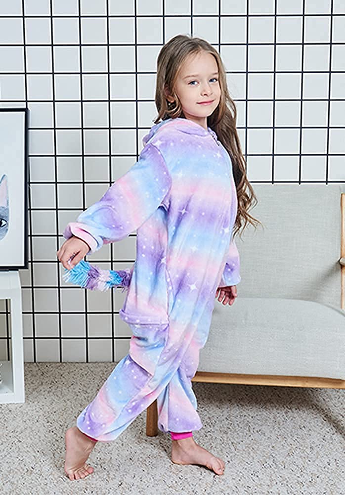 Cos Time Kids Unicorn Onesie Animal One Piece Pajamas Halloween Costumes (Bright Purple, 6-8 Years)