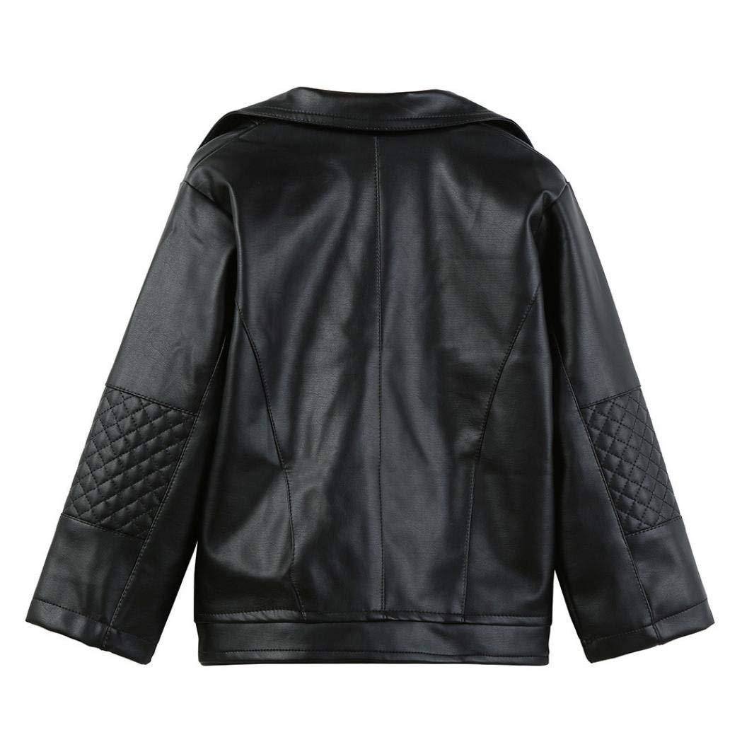 Gliglittr Toddler Baby Boy Girl Motorcycle Faux Leather Jackets Coat Winter Outwear For 1-6Y (Black, 12-18M(Size 80)