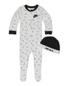 Nike Baby Coverall & Hat 2 Piece Set (White(56F266-001)/Black, 0-3 Months)
