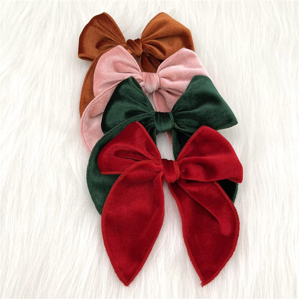 Large Velvet Fable Bow Hair Clips Barrettes For Baby Girl Velvet Hair Bows Alligator Clip For Little Girls Toddler Kids Teens Wo
