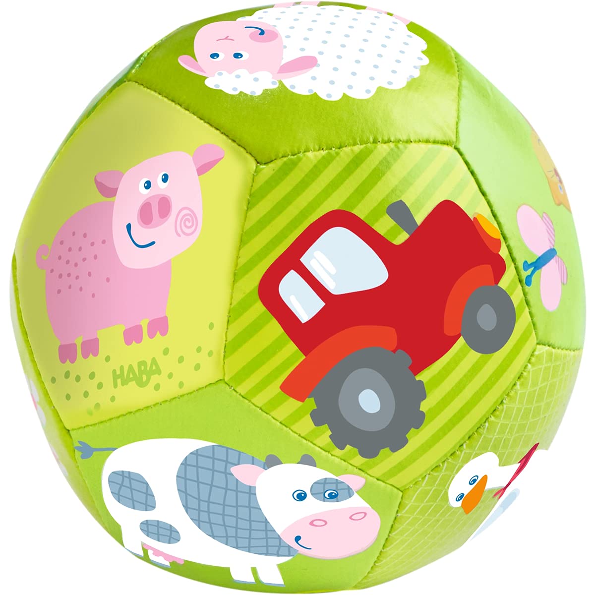 HABA 4.5 Baby Ball On The Farm Tummy Time and Sensory Play Favorite to Encourage Crawling and Gross Motor Skills for Babies 6 Mo