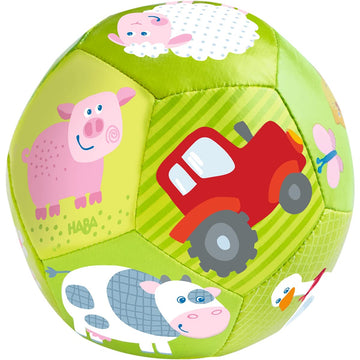 HABA 4.5 Baby Ball On The Farm Tummy Time and Sensory Play Favorite to Encourage Crawling and Gross Motor Skills for Babies 6 Mo