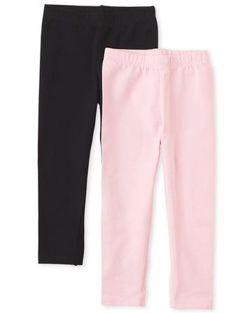 The Children'S Place Baby Girls And Toddler Girls Leggings,Black/Shell 2 Pack,2T