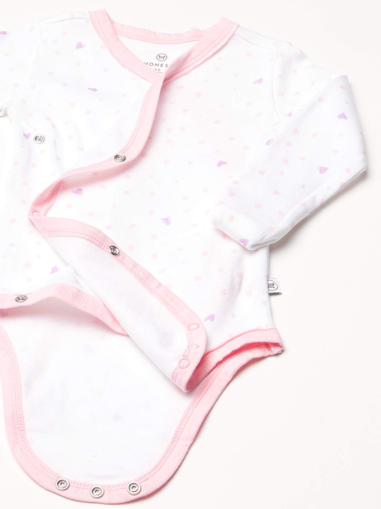 Honestbaby Unisex Baby 3-Pack Organic Cotton Long Sleeve Side-Snap Kimono Bodysuits And Toddler T Shirt Set, Love Dot, 3-6 Month