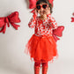 Vieille 5T Girls Valentines Day Tutu Dress Long Sleeve Love Heart Red Tulle Dress Spring Holiday Party Outfits Size 6
