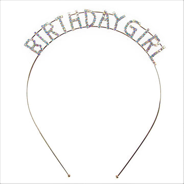 Arsimus Sparkly Rhinestone Birthday Girl Party Headband (Gold Ab)
