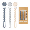 Tyry.Hu 3 Pack Silicone Pacifier Holder Clip With One Piece Beads For Boys And Girls, Soft Flexible Pacifier Clip, Rust-Free Bin