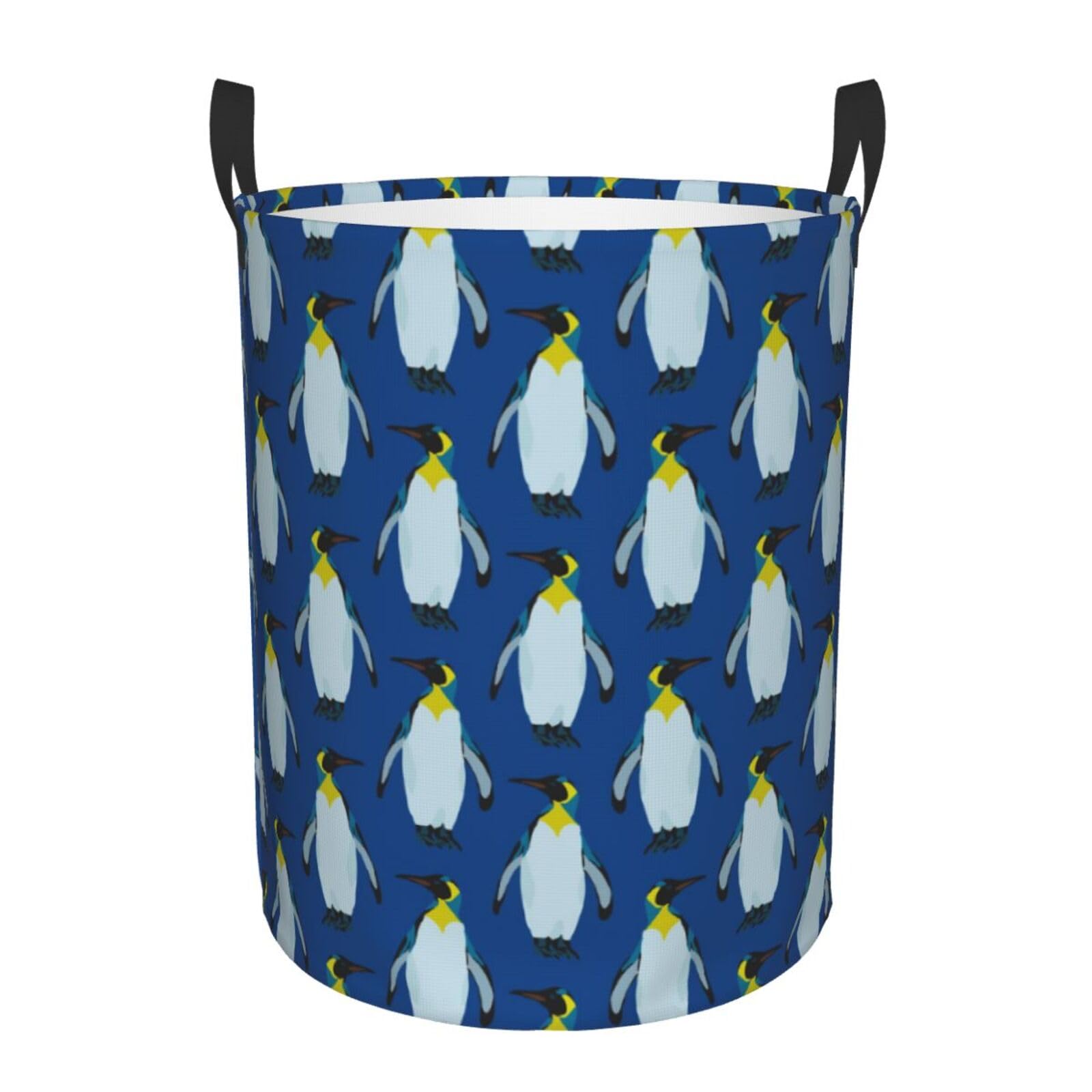 Pevtufa Beautiful King Penguin Pattern Foldable Laundry Basket Organizer,Fabric Clothes Toy Storage Basket Nursery Hamper Storag