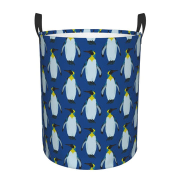Pevtufa Beautiful King Penguin Pattern Foldable Laundry Basket Organizer,Fabric Clothes Toy Storage Basket Nursery Hamper Storag