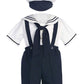 Classykidzshop Navy Sailor Boy Shirt, Shorts, Tie And Hat (Baby-Medium)