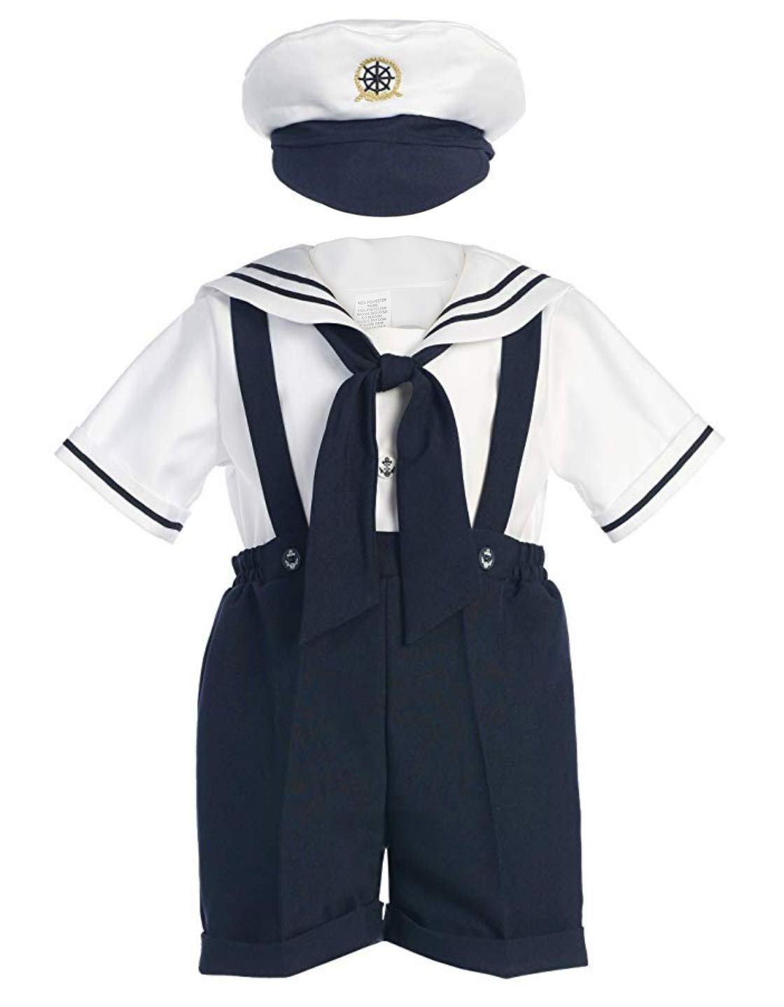 Classykidzshop Navy Sailor Boy Shirt, Shorts, Tie And Hat (Baby-Medium)