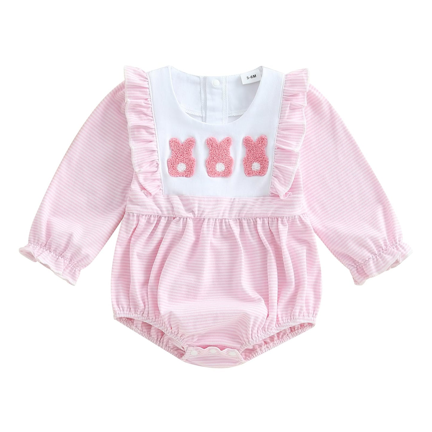 Mlpeerw My First Valentines Day Baby Girl Outfit Newborn Heart Smocked Bubble Romper Bodysuit Cute Valentines Day Clothes (Easte