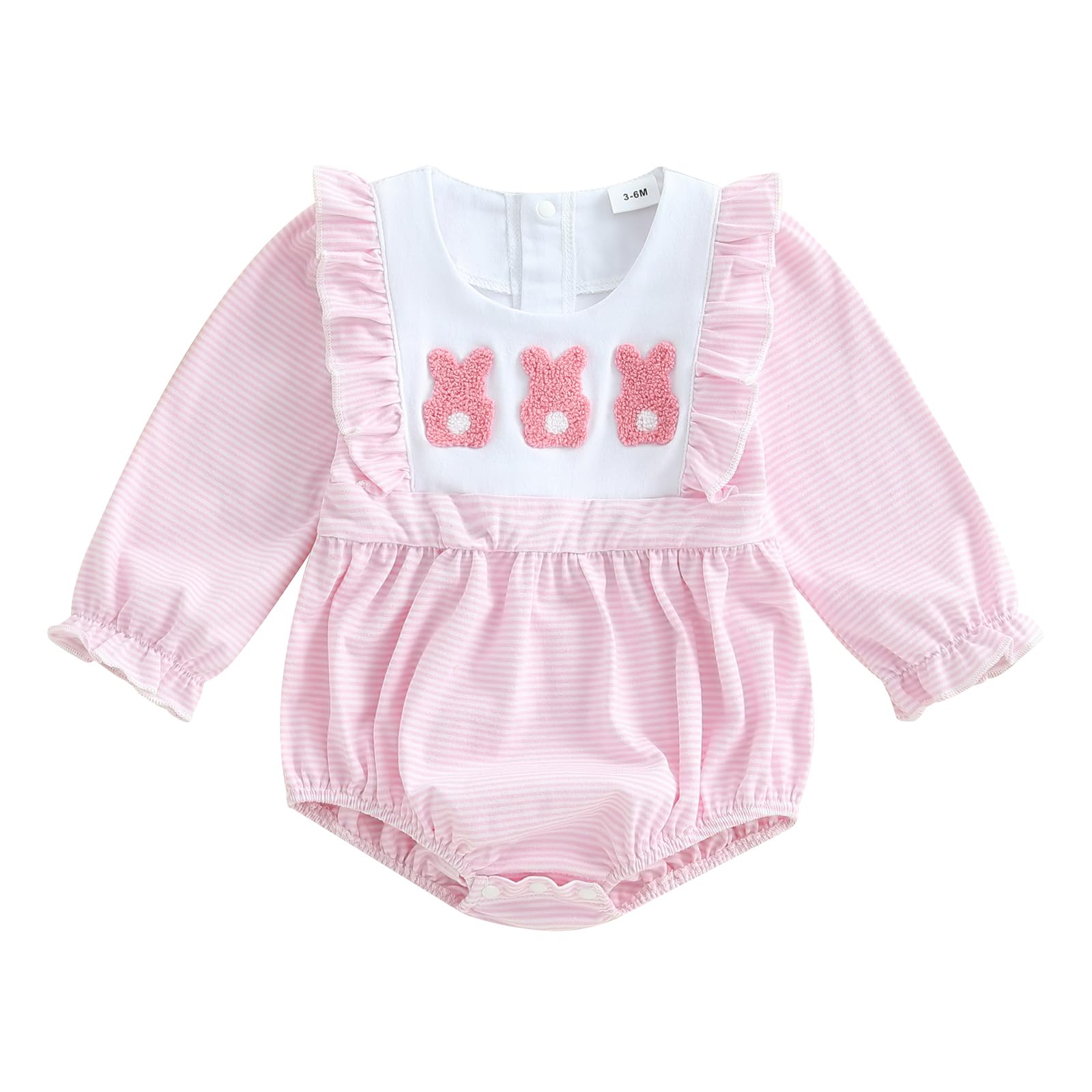 Mlpeerw My First Valentines Day Baby Girl Outfit Newborn Heart Smocked Bubble Romper Bodysuit Cute Valentines Day Clothes (Easte