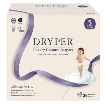 Baby Diaper, DRYPER Disposable Diaper Newborn Nappies Size 5 (13-18kg), 3D Leak Guards & Wetness Indicator, Ultra-Soft & Thin, F